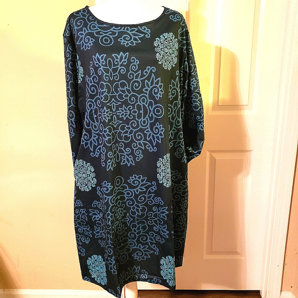 Fashion Concept Midi Dress Sz-L Navy/Sea Blue